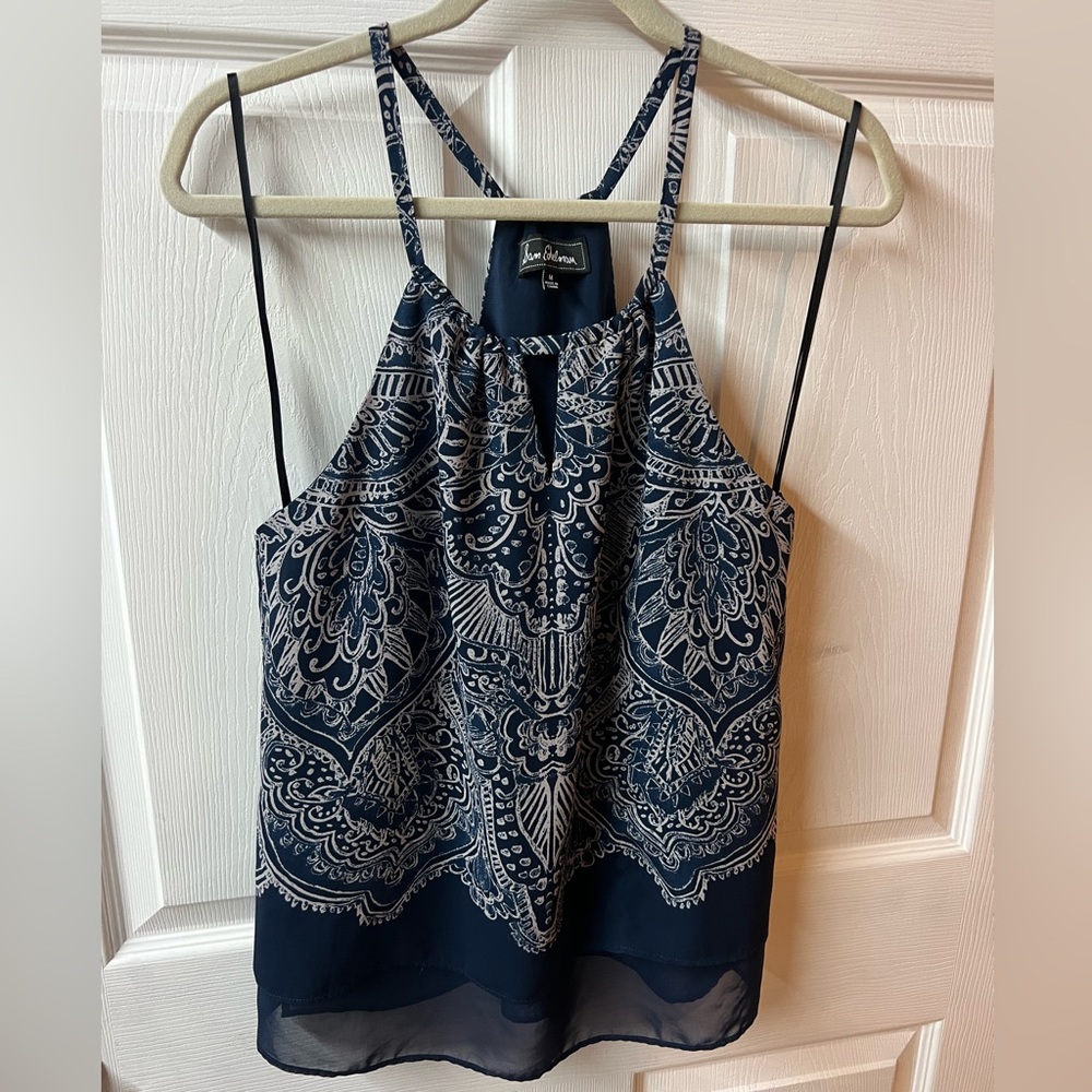 Sam Edelman Navy Blue Paisley Halter